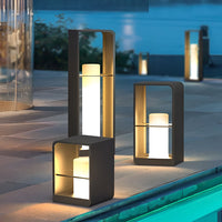 EMFURN Modern Rectangular Waterproof Solar Lights Outdoor Lantern Lights