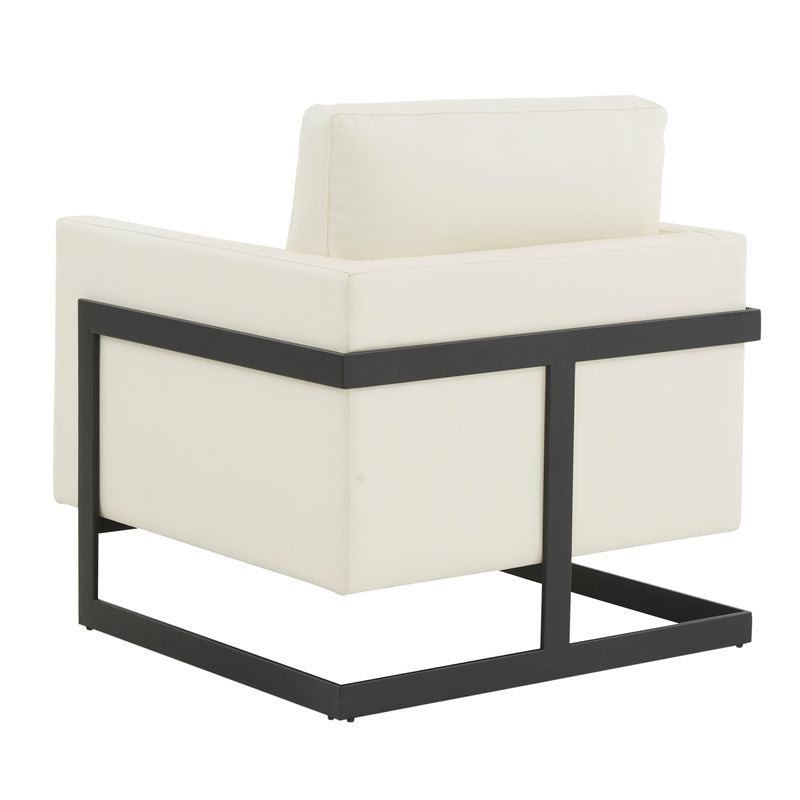 Elton Leather Accent Armchair - Black Frame