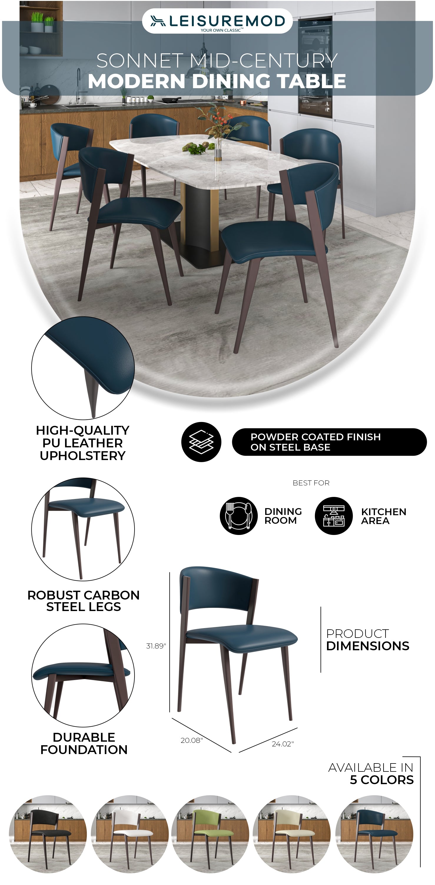 Aspen Collection Modern Dining Chair in Black