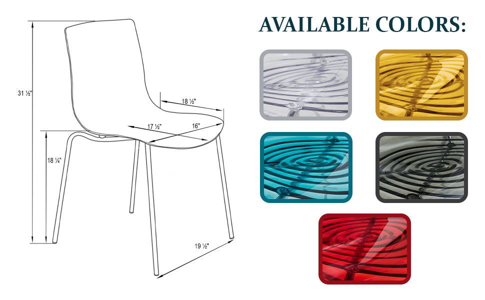 Astor Water Ripple Design Dining Chair in Black Base Orange Seat