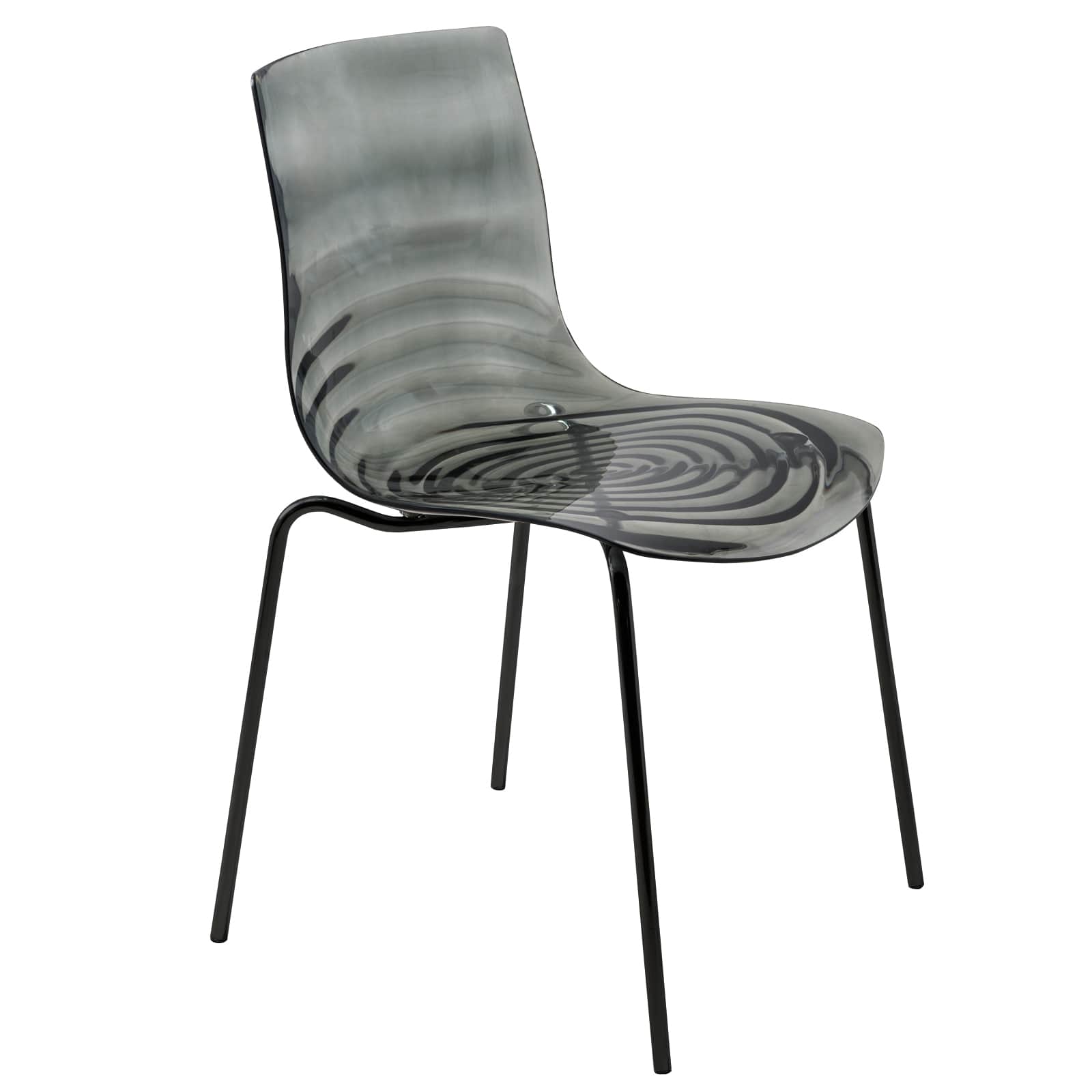 Astor Water Ripple Design Dining Chair in Black Base Trans BlackSeat