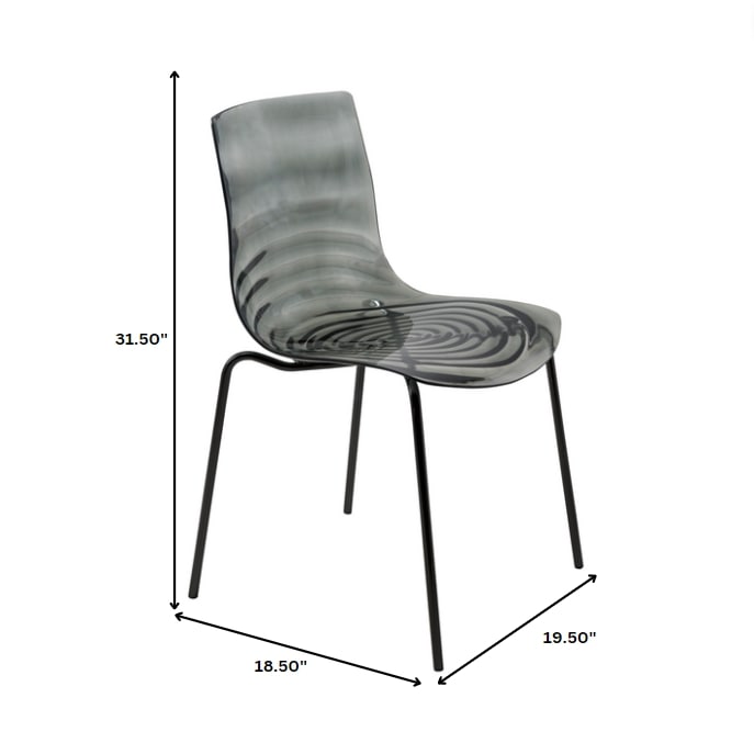 Astor Water Ripple Design Dining Chair in Black Base Trans BlackSeat