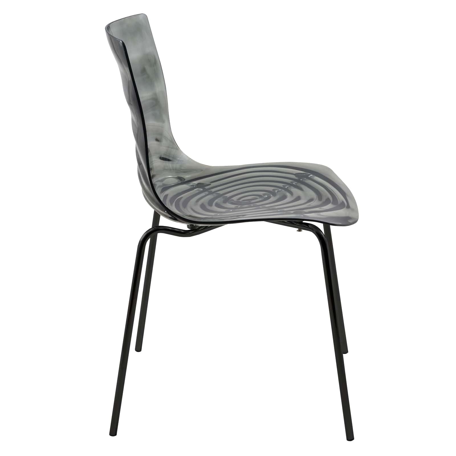 Astor Water Ripple Design Dining Chair in Black Base Trans BlackSeat