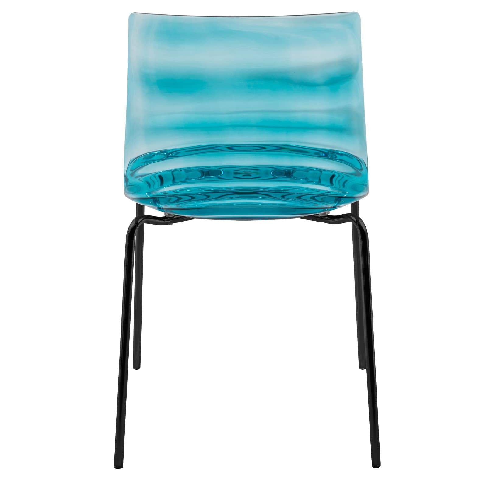 Astor Water Ripple Design Dining Chair in Black Base Trans Blue Seat