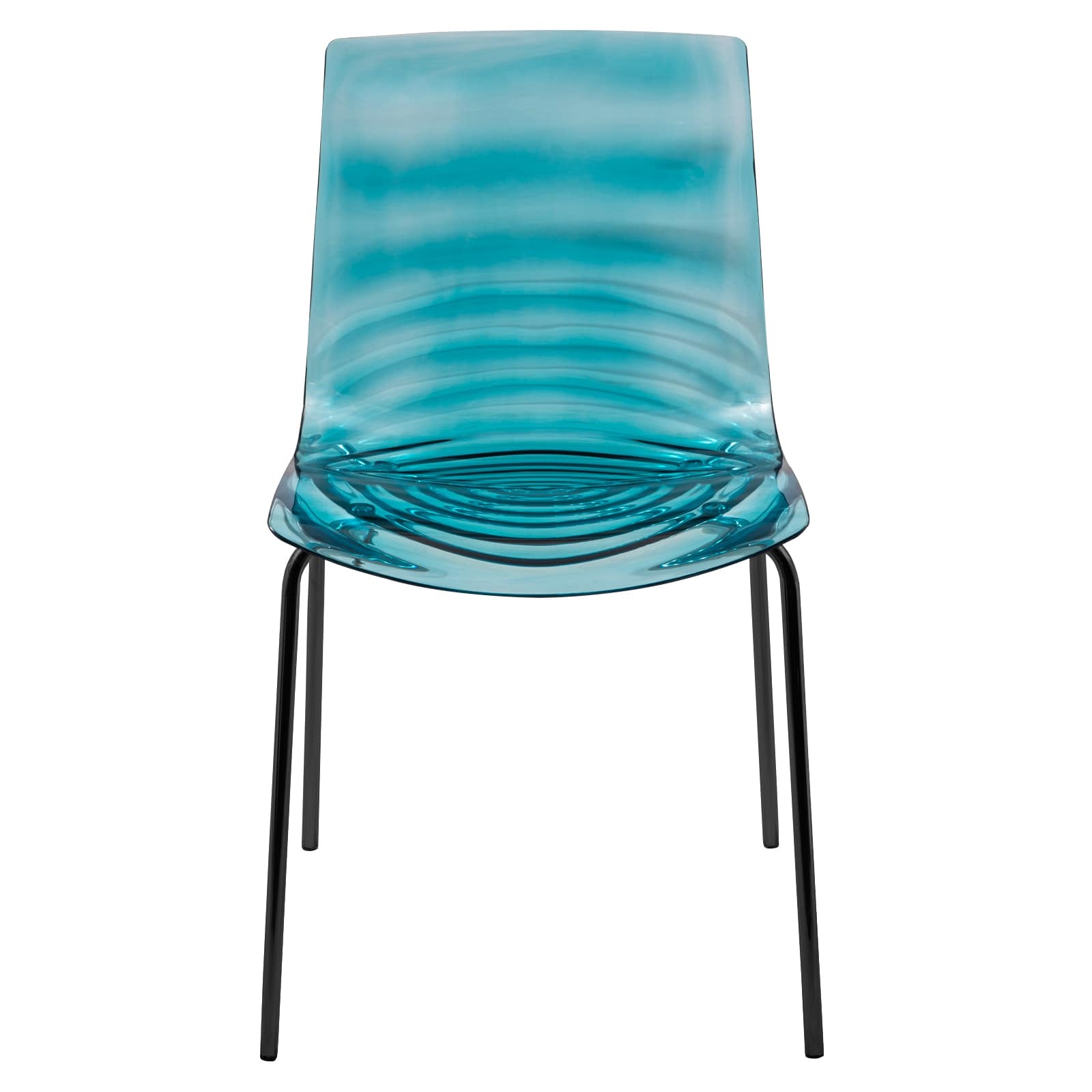 Astor Water Ripple Design Dining Chair in Black Base Trans Blue Seat