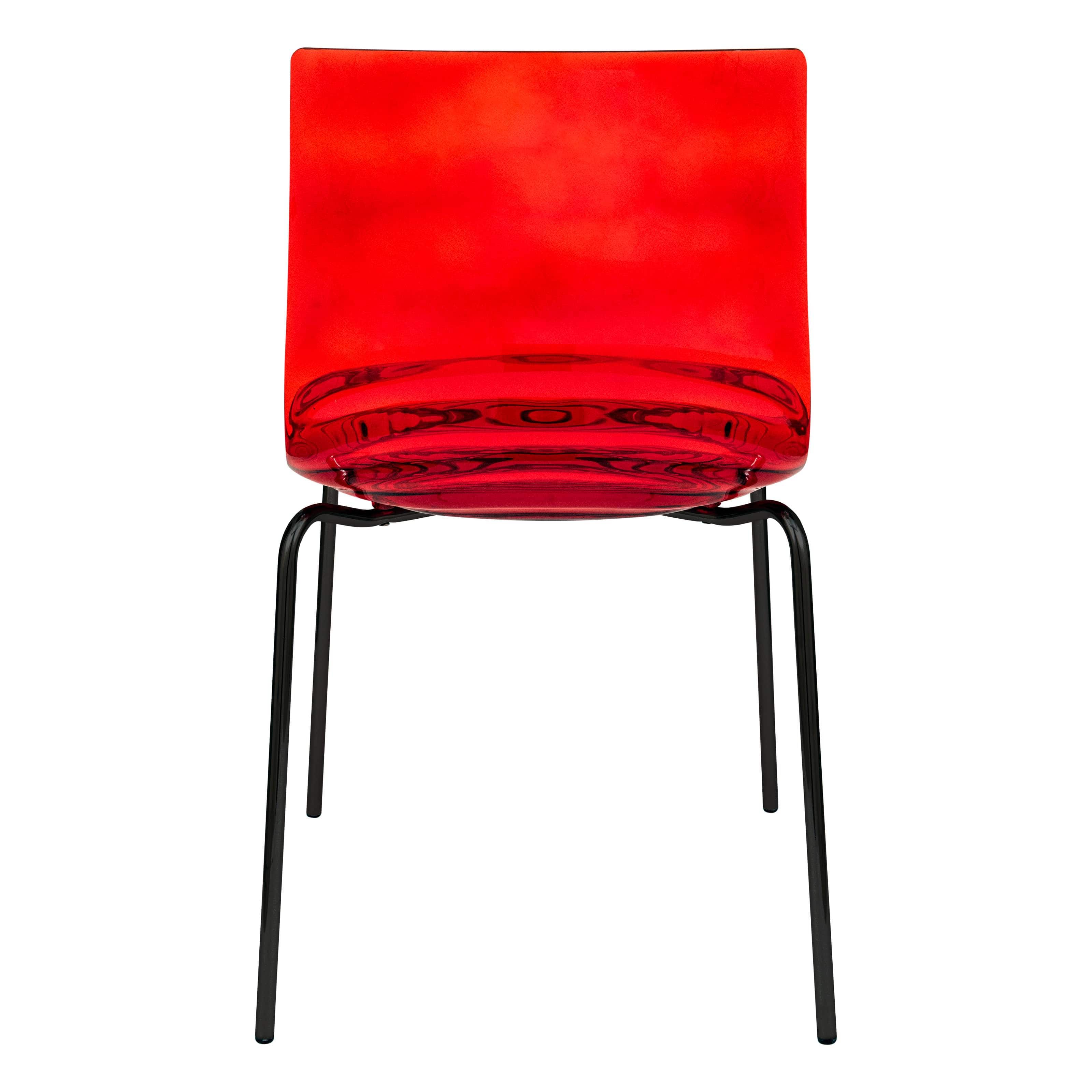 Astor Water Ripple Design Dining Chair in Black Base Trans Red Seat