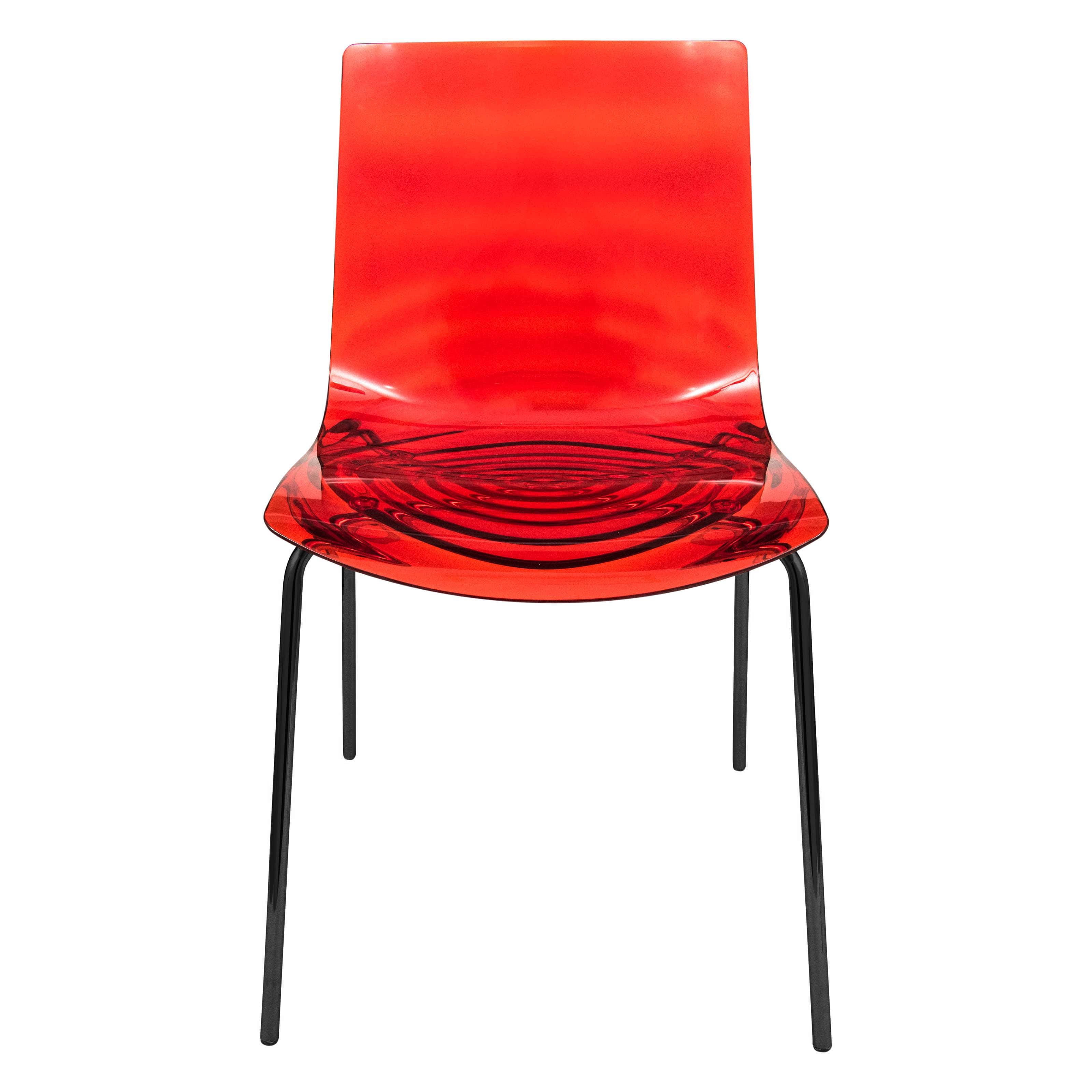 Astor Water Ripple Design Dining Chair in Black Base Trans Red Seat