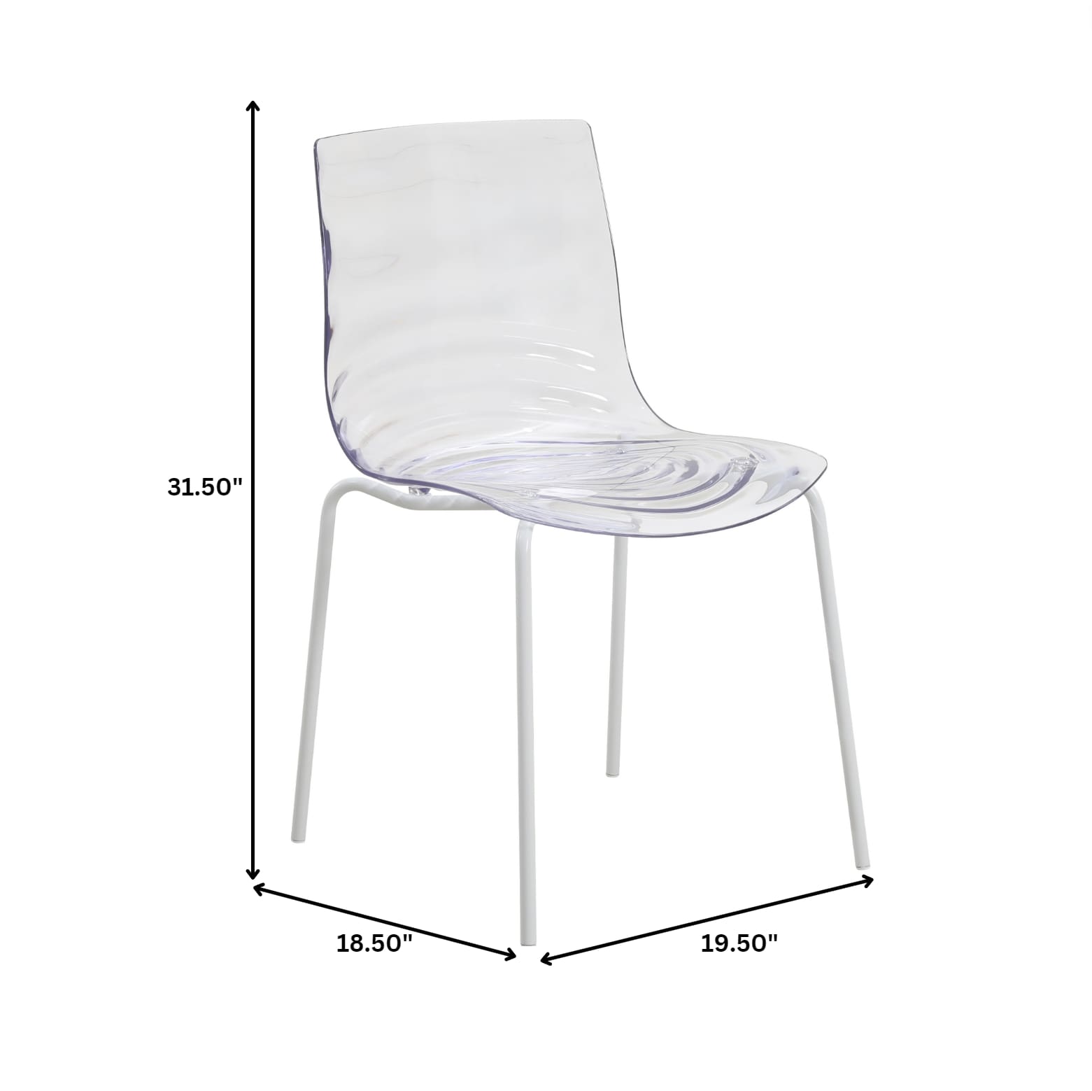 Astor Water Ripple Design Dining Chair in White Base Clear Seat