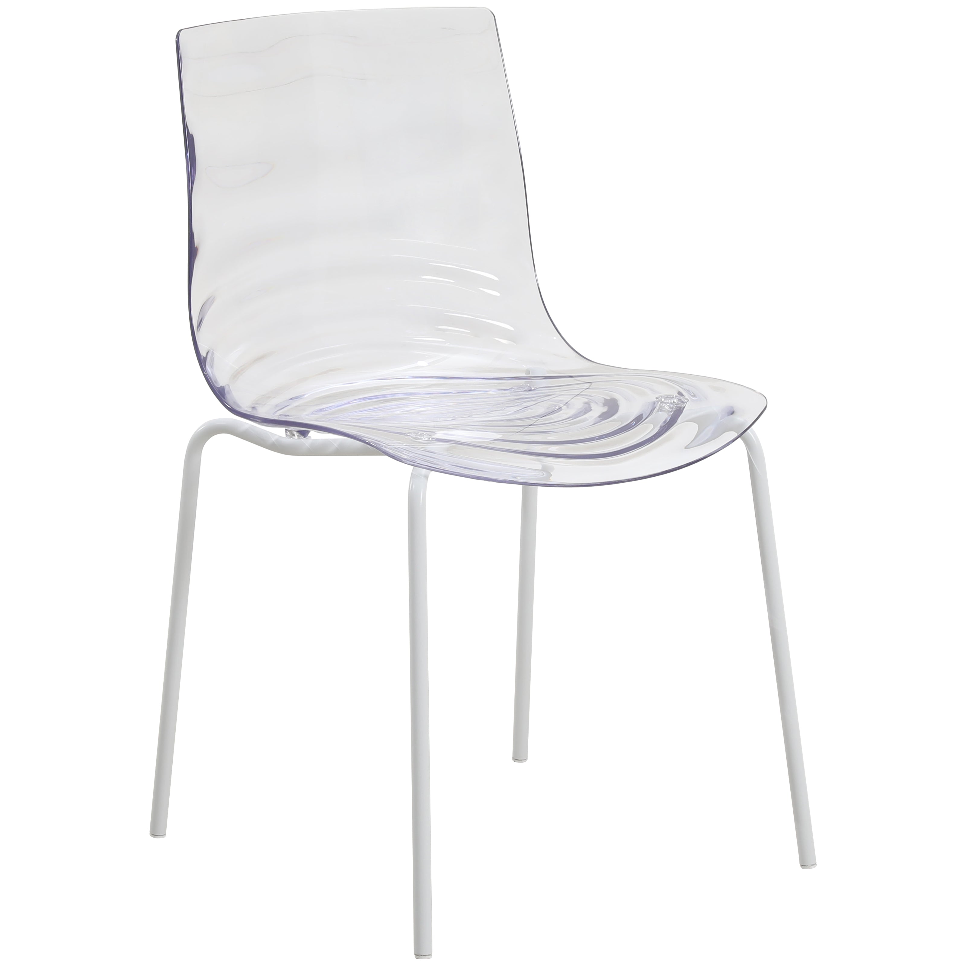 Astor Water Ripple Design Dining Chair in White Base Clear Seat