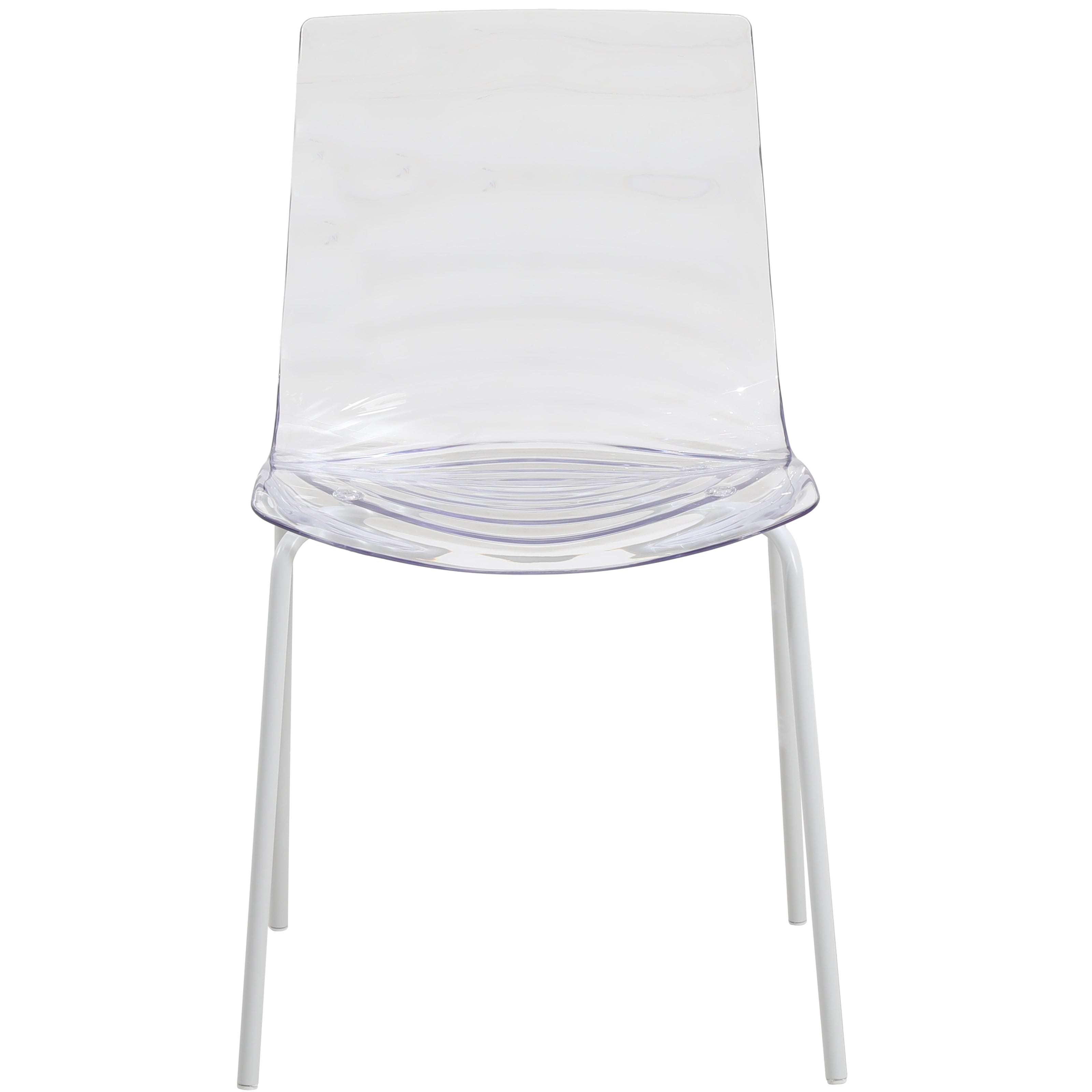 Astor Water Ripple Design Dining Chair in White Base Clear Seat