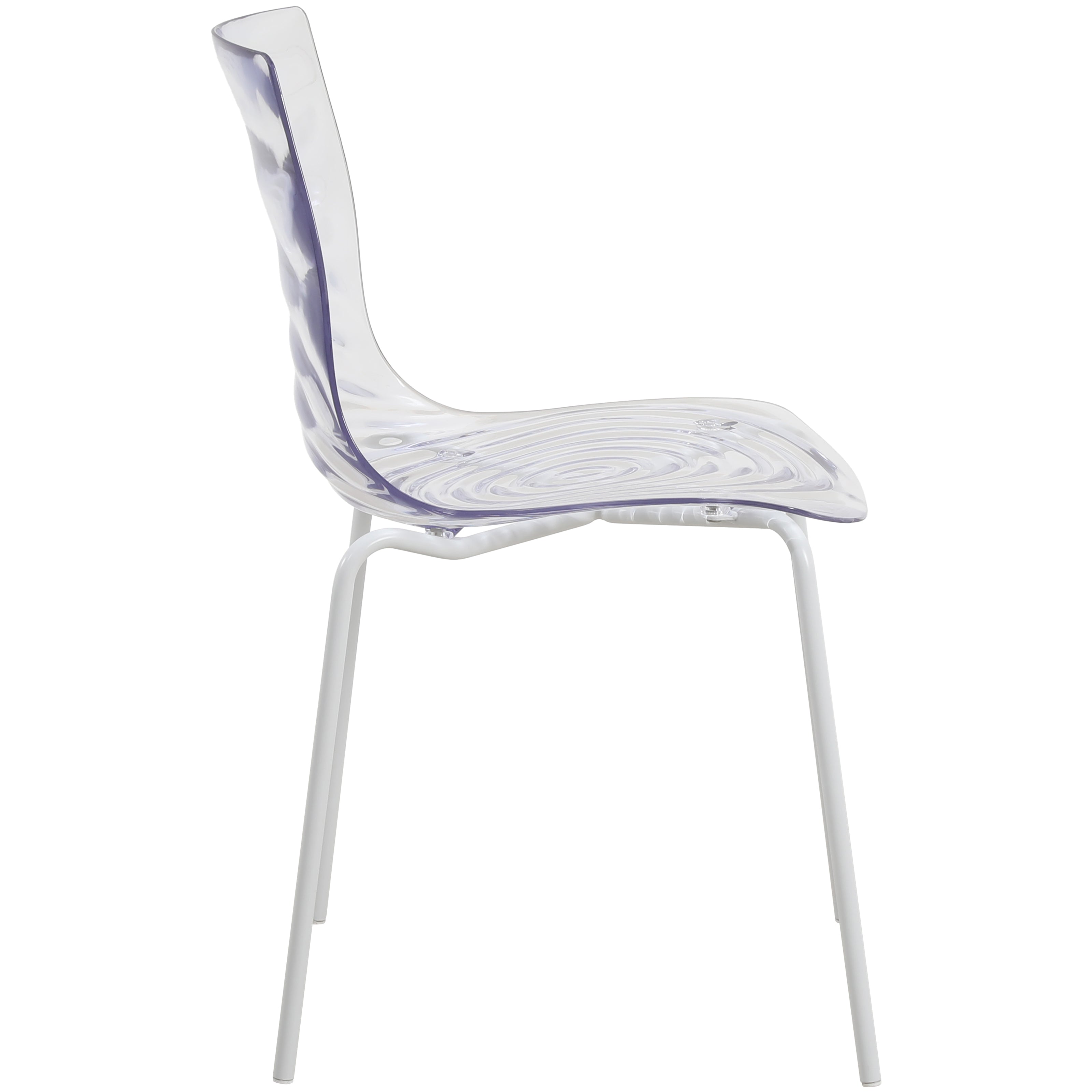 Astor Water Ripple Design Dining Chair in White Base Clear Seat