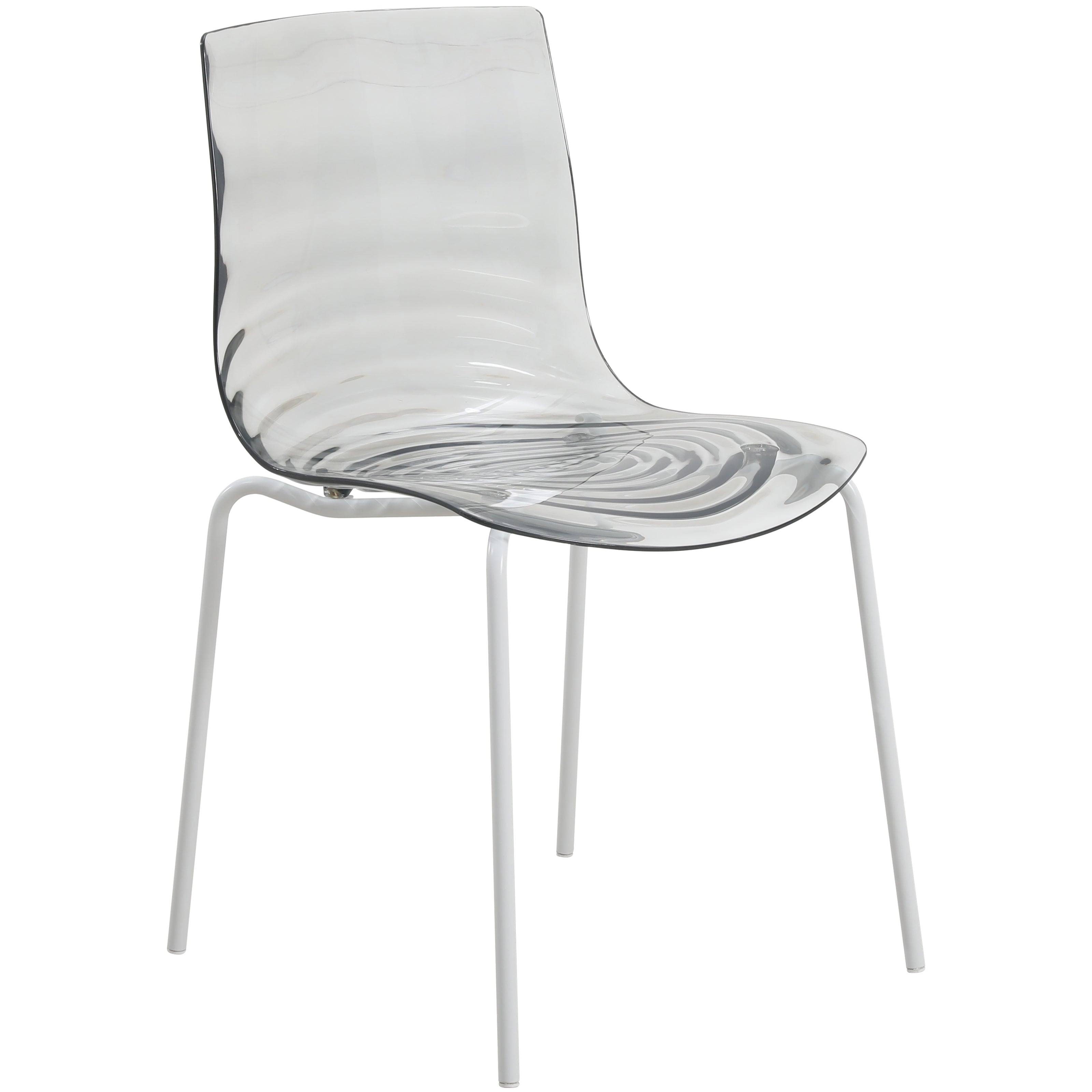 Astor Water Ripple Design Dining Chair in White Base Clear Seat