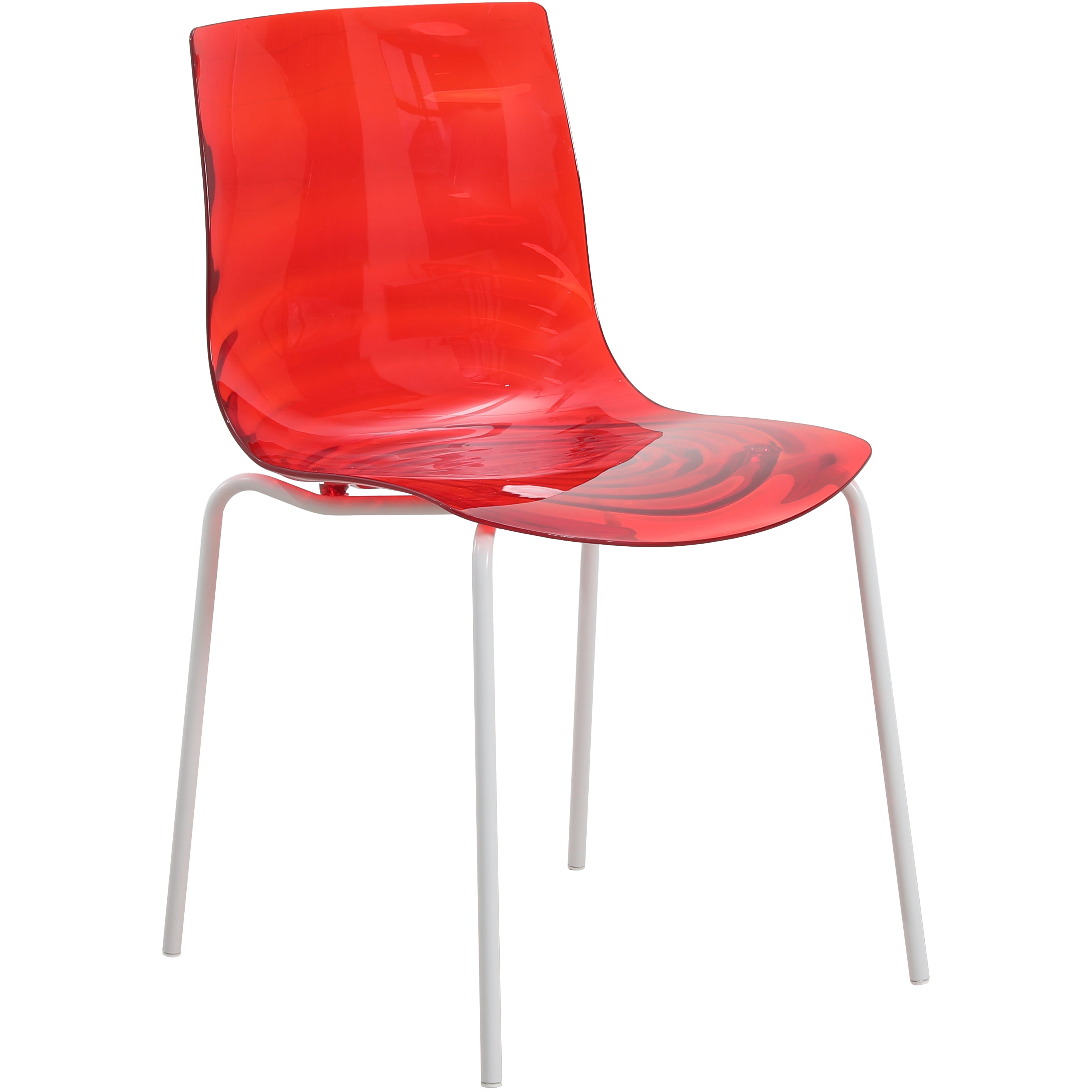 Astor Water Ripple Design Dining Chair in White Base Trans Red Seat