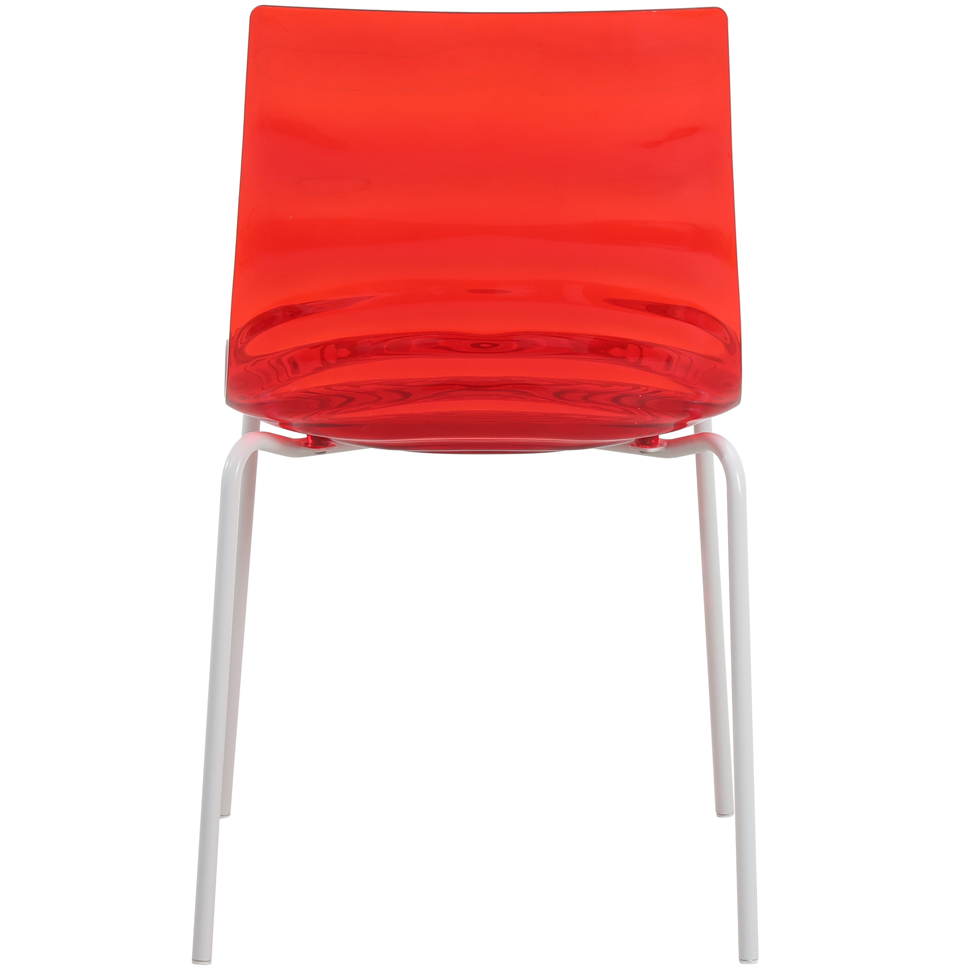 Astor Water Ripple Design Dining Chair in White Base Trans Red Seat