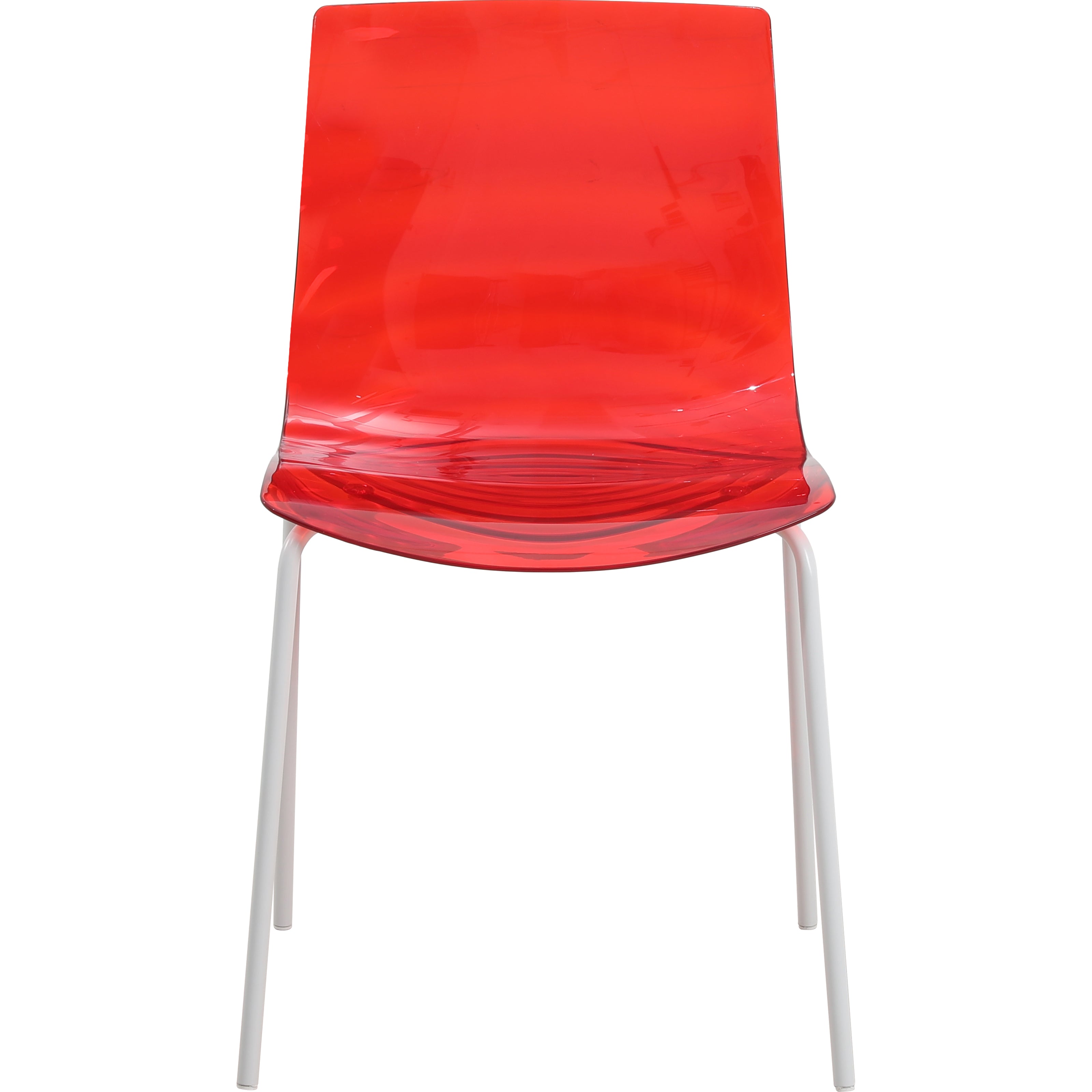 Astor Water Ripple Design Dining Chair in White Base Trans Red Seat