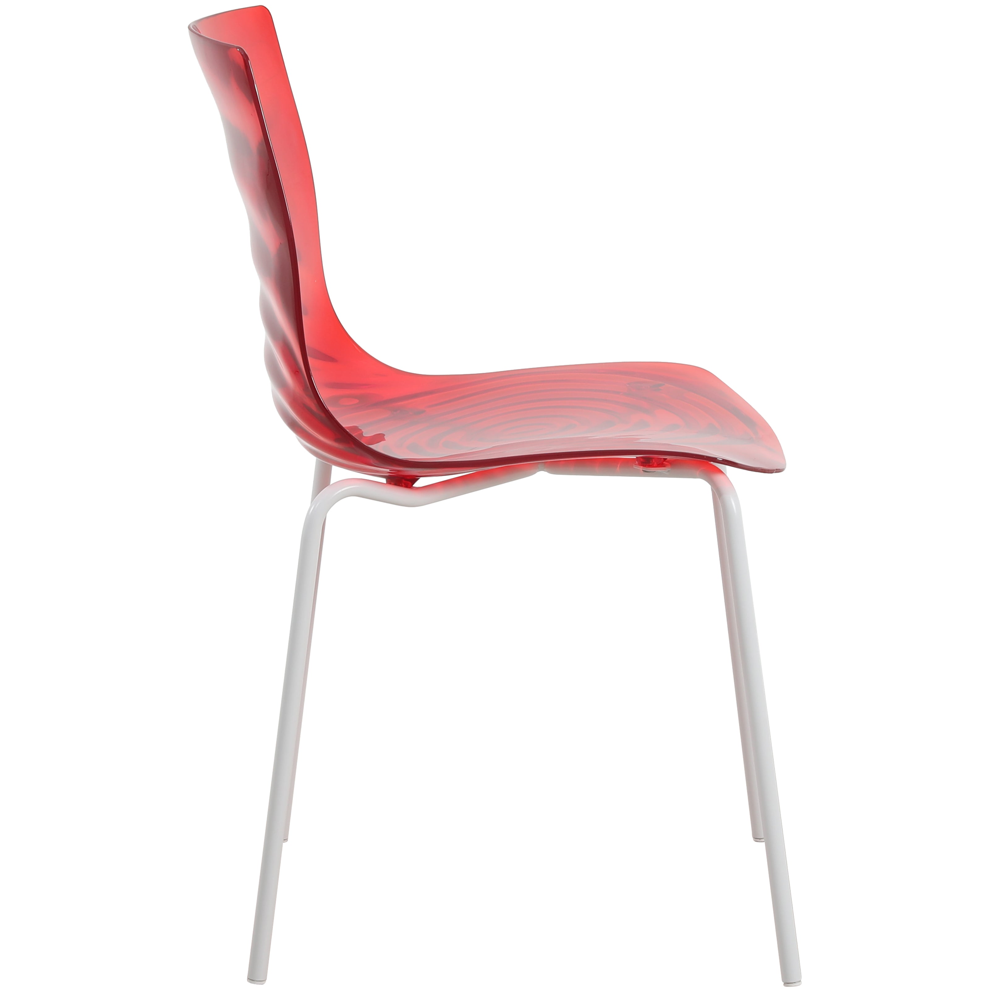 Astor Water Ripple Design Dining Chair in White Base Trans Red Seat