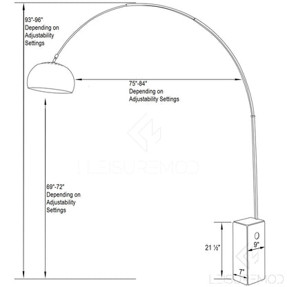 Arc Lamp with Marble Cube Base