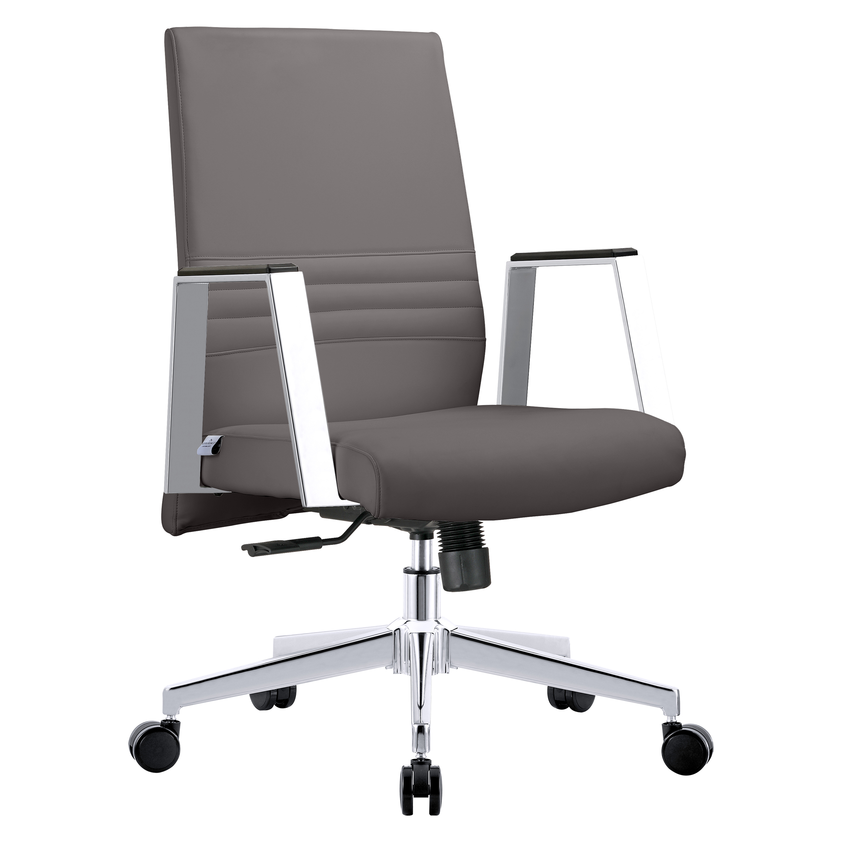 Aleen Office Chair in Upholstered Leather and Iron Frame with Swivel and Tilt in Grey