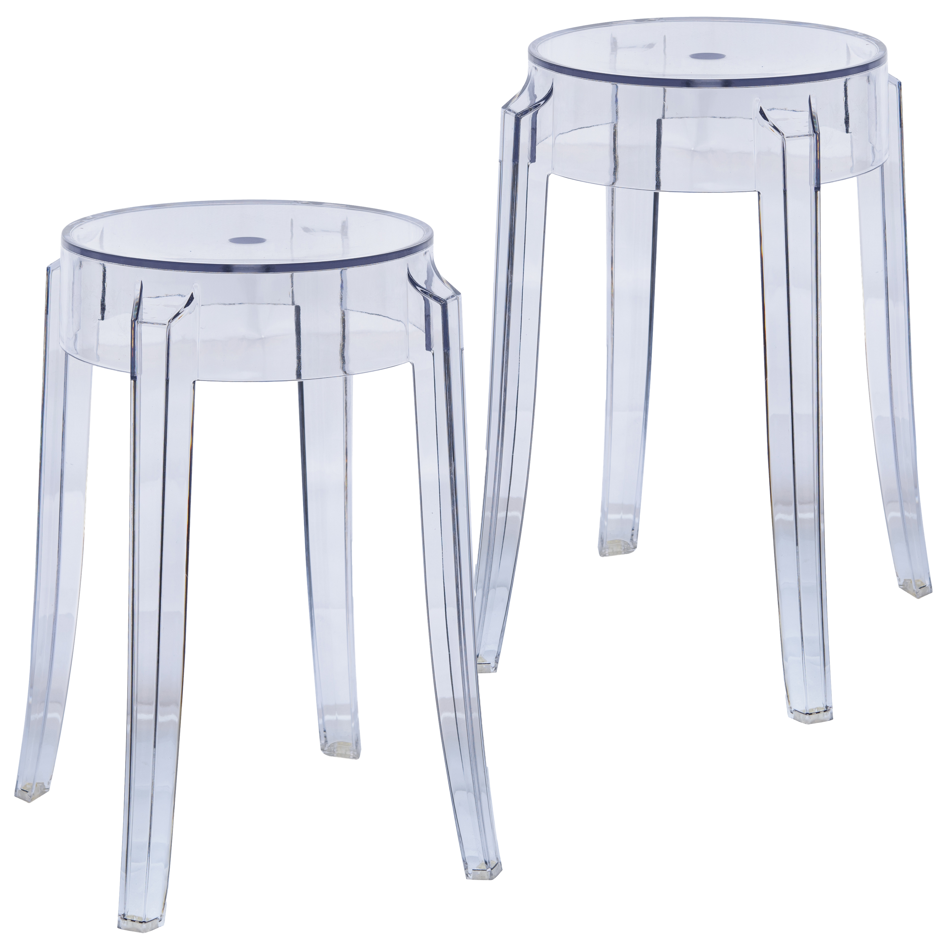 Averill Modern Plastic Dining Stool with Sturdy Seat and Legs for Kitchen and Dining Room - Set of 2