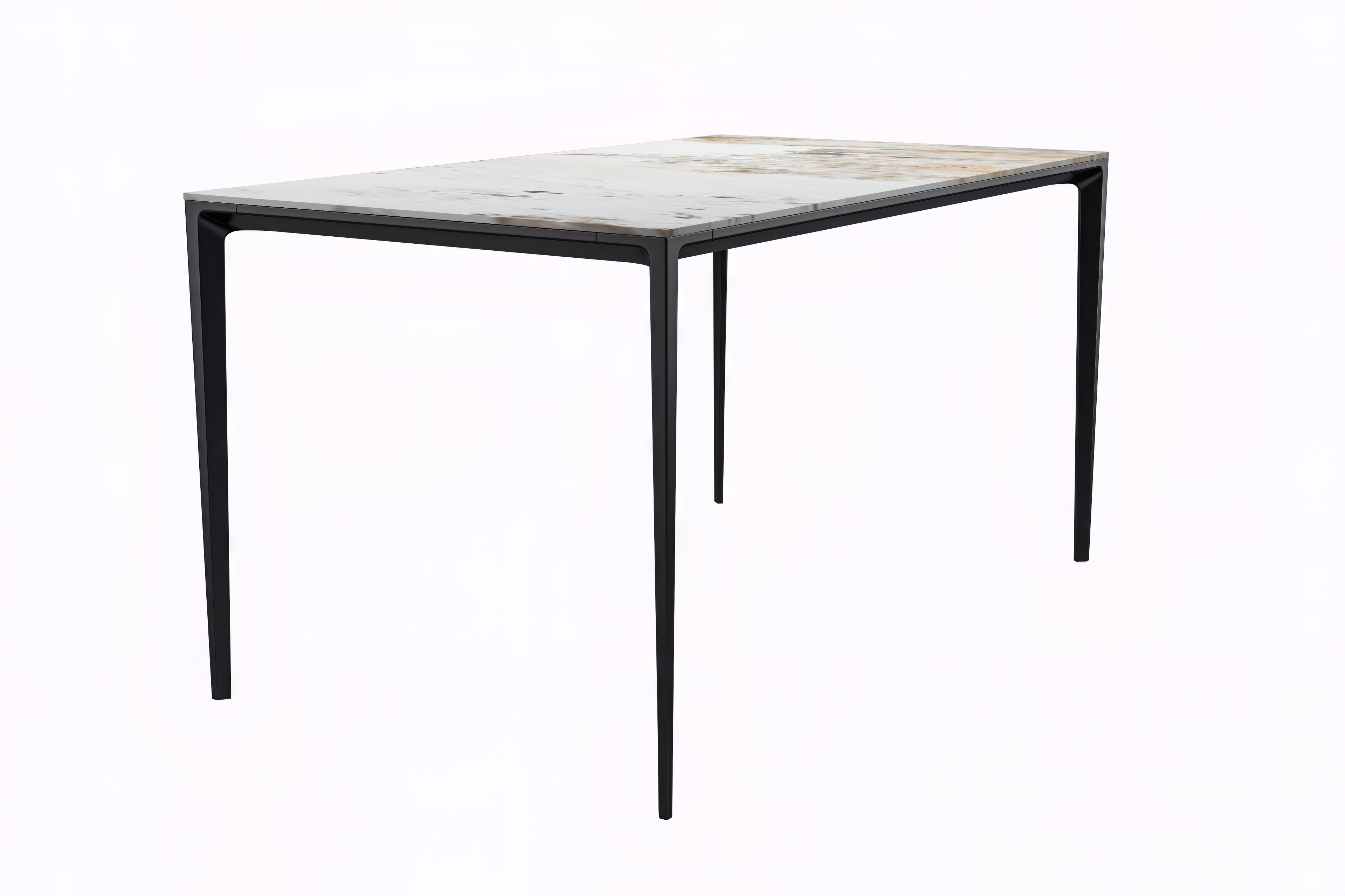 Avo Series Modern Dining Table Black Base, With 55 White Grey Sintered Stone Top