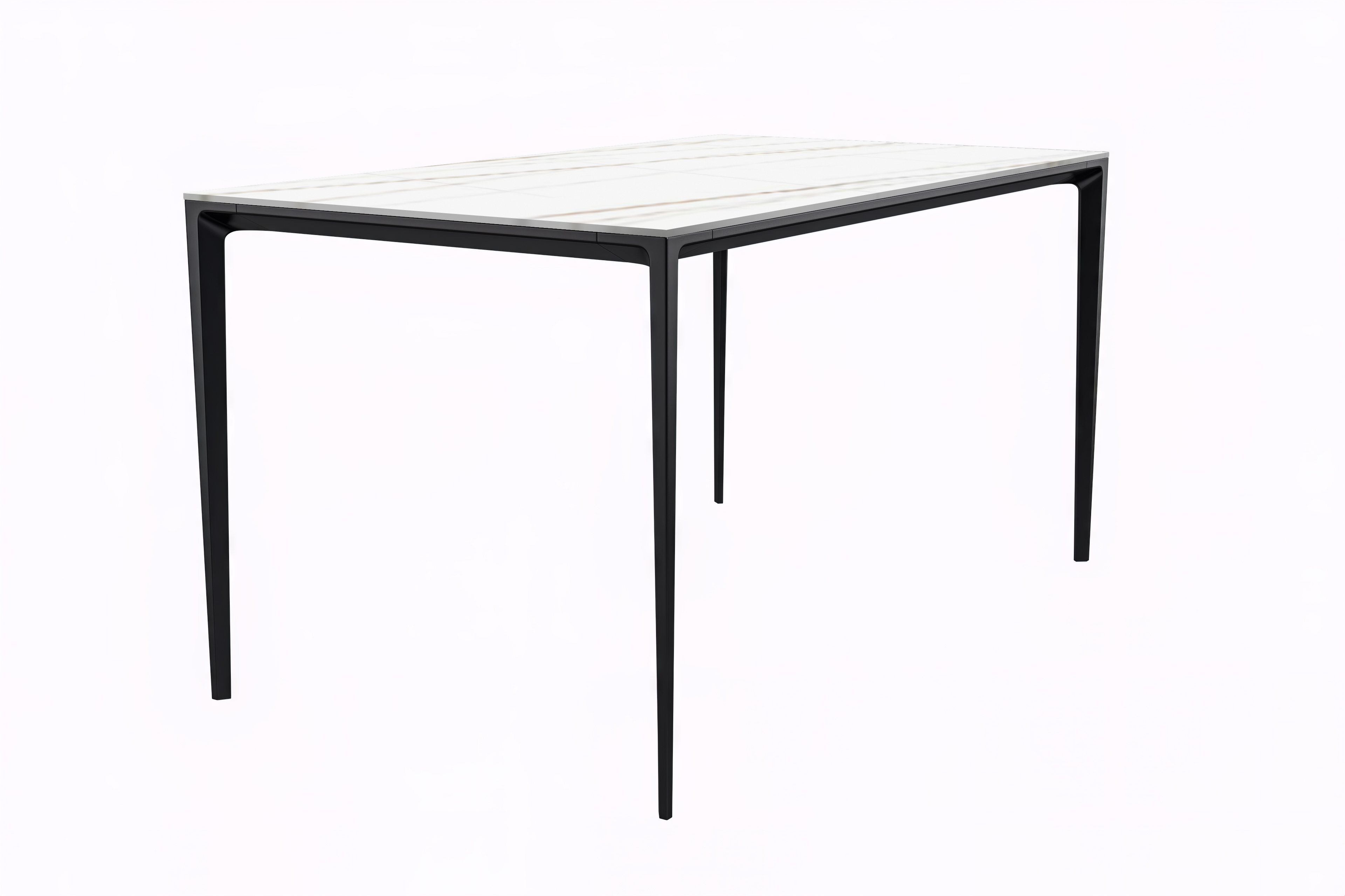 Avo Series Modern Dining Table Black Base, With 55 White/Gold Sintered Stone Top