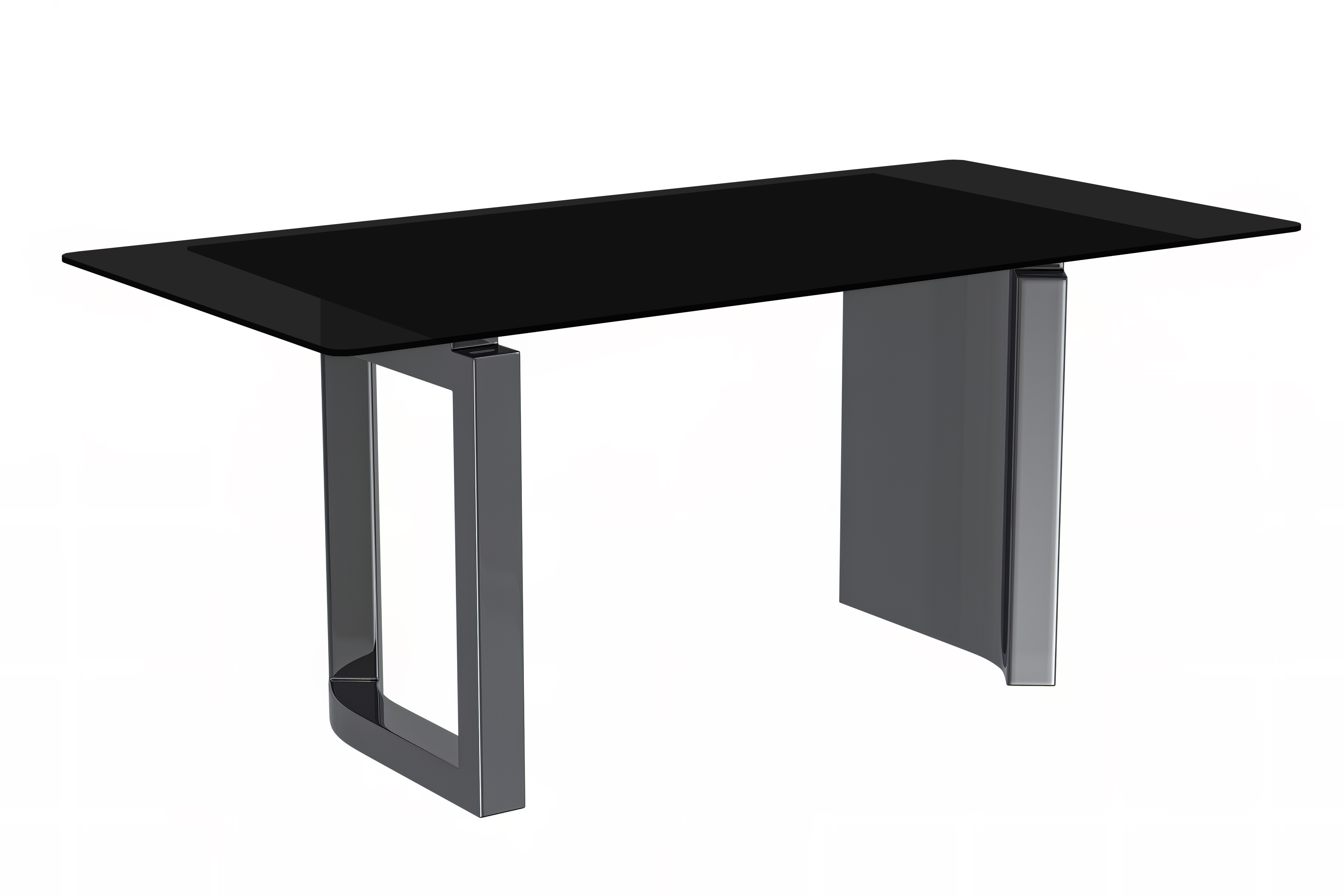 Astra Series Modern Dining Table Stainless Steel Base, With 55" Black Glass Top