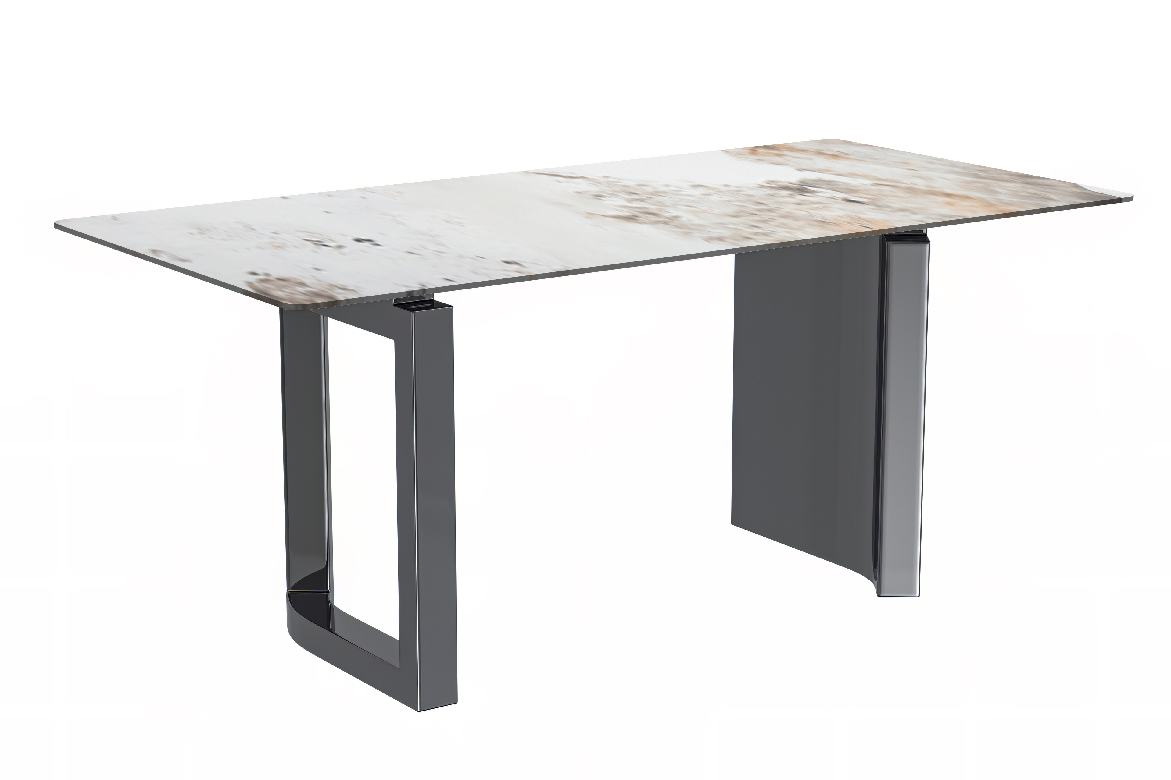 Astra Series Modern Dining Table Stainless Steel Base, With 55" White Grey Sintered Stone Top