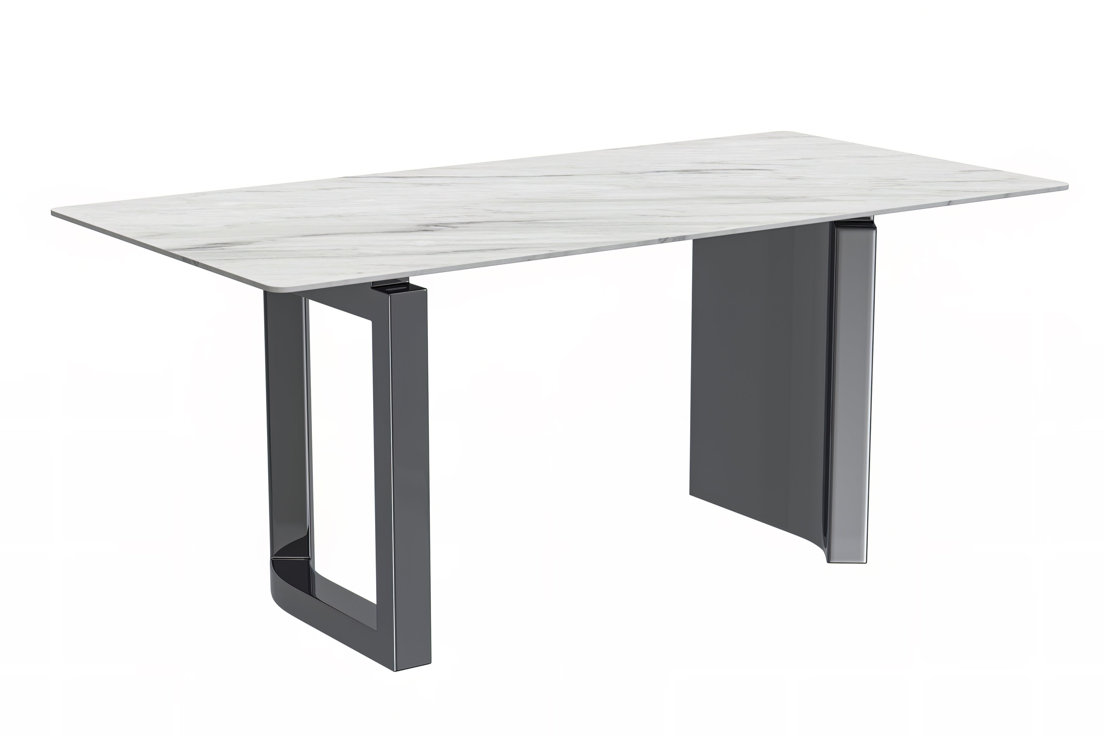 Astra Series Modern Dining Table Stainless Steel Base, With 55" White Sintered Stone Top