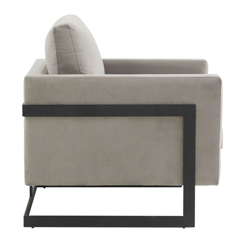 Elton Velvet Accent Armchair - Black Frame