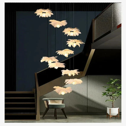 Adel Feather Staircase Lighting Chandelier
