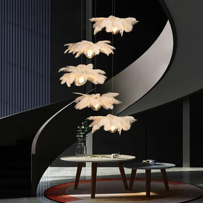 Adel Feather Staircase Lighting Chandelier