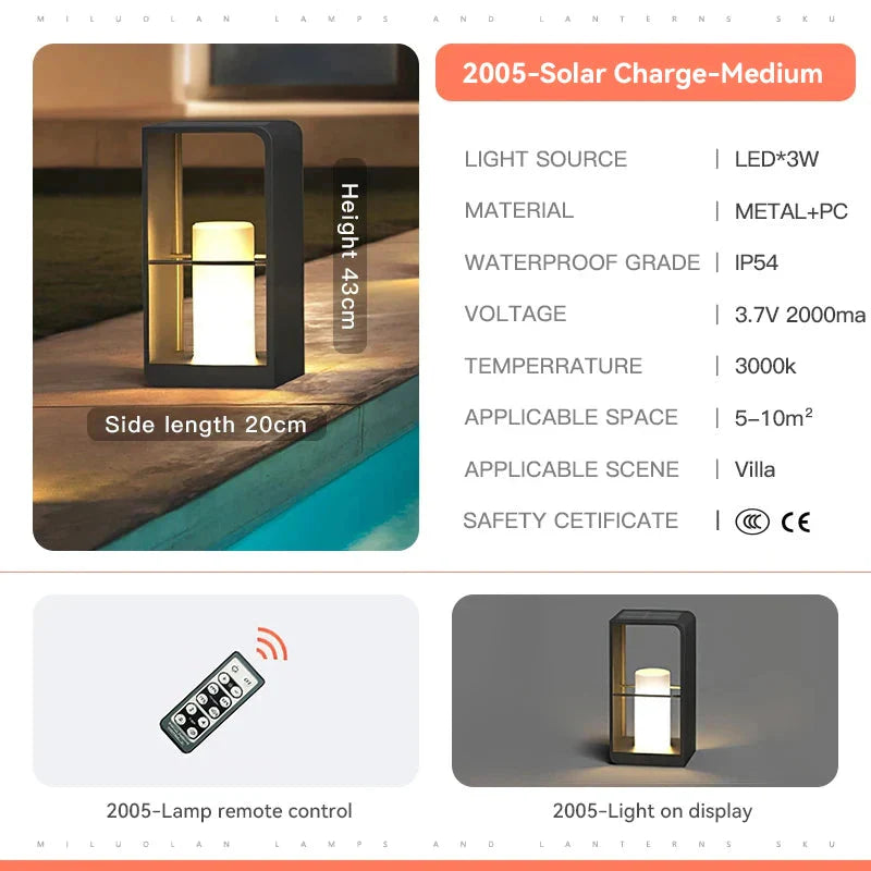 Modern Portable Waterproof Lawn Solar LED Lamp
