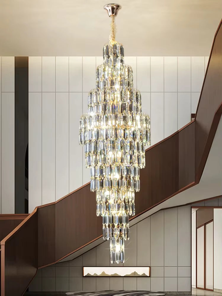 Anita Luxury Crystal Staircase Long Chandelier
