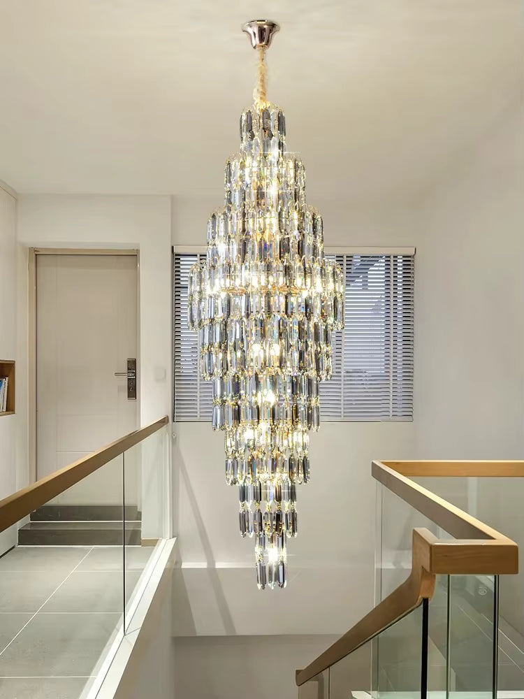 Anita Luxury Crystal Staircase Long Chandelier
