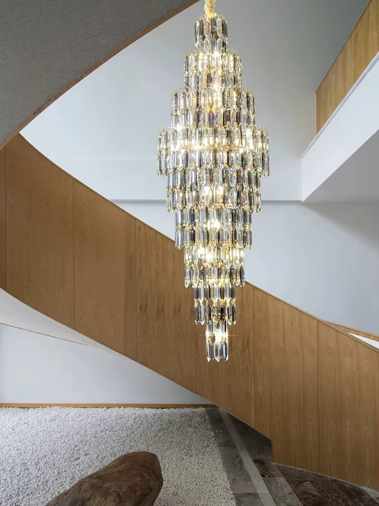 Anita Luxury Crystal Staircase Long Chandelier