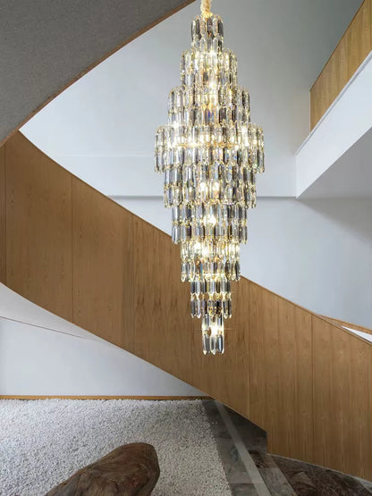 Anita Luxury Crystal Staircase Long Chandelier