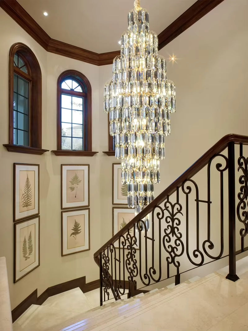 Anita Luxury Crystal Staircase Long Chandelier