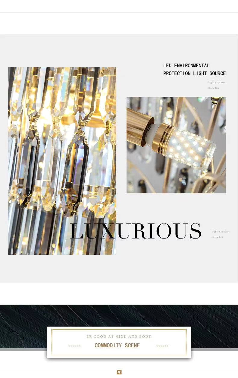 Anita Luxury Crystal Staircase Long Chandelier