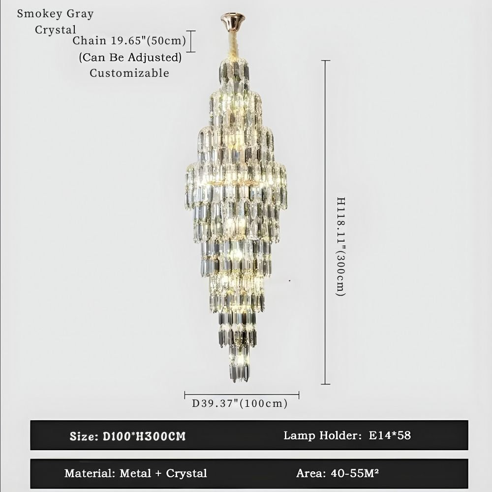Anita Luxury Crystal Staircase Long Chandelier