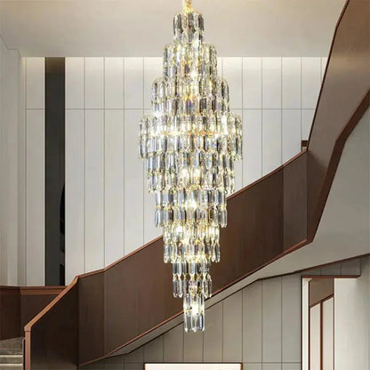 Anita Luxury Crystal Staircase Long Chandelier