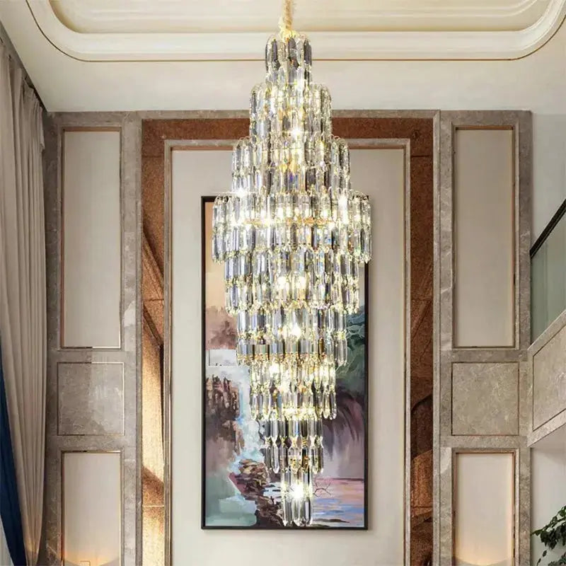 Anita Luxury Crystal Staircase Long Chandelier
