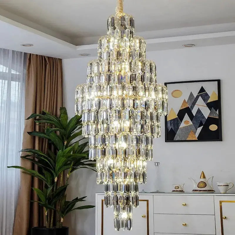 Anita Luxury Crystal Staircase Long Chandelier