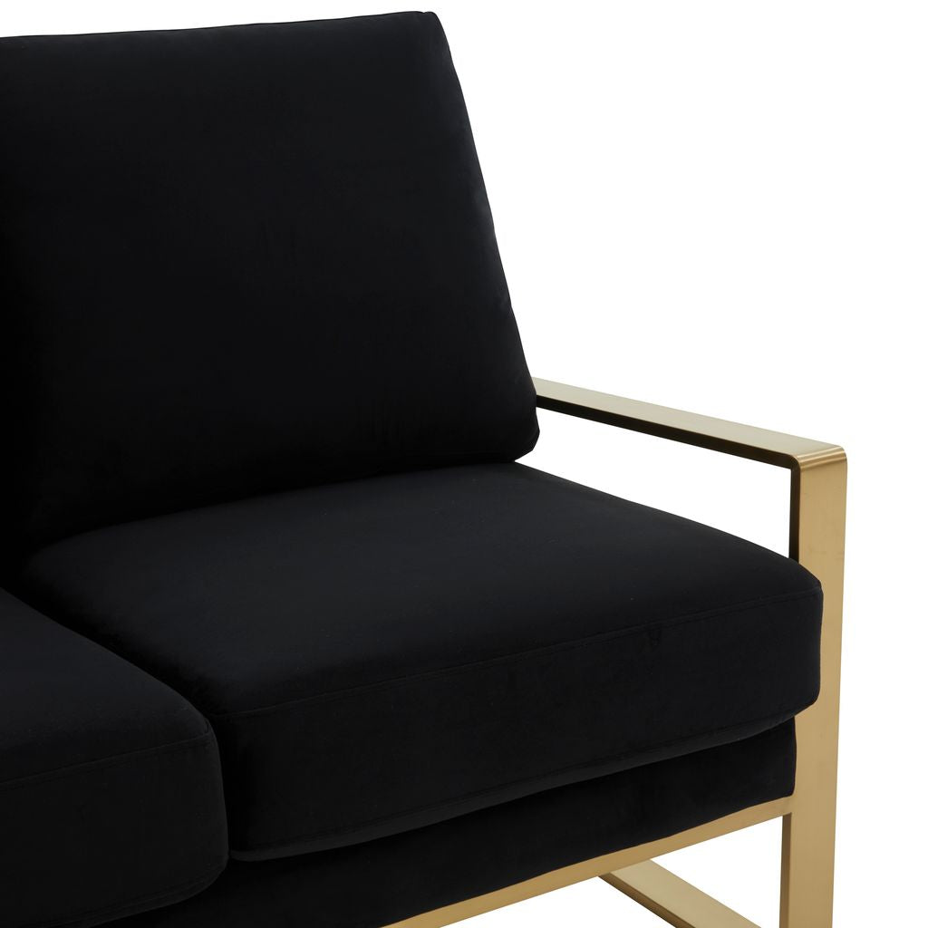 Emil Velvet Loveseat - Gold Frame