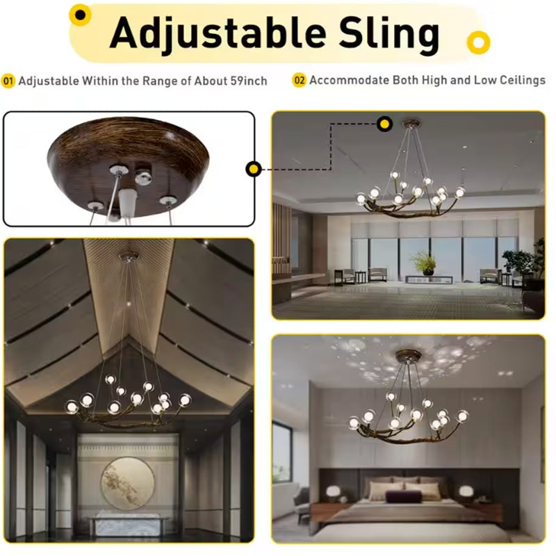 Appa Rustic Tree Branch Chandelier