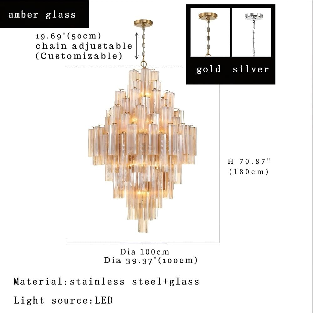 Arcdeco Large Glass Chandelier