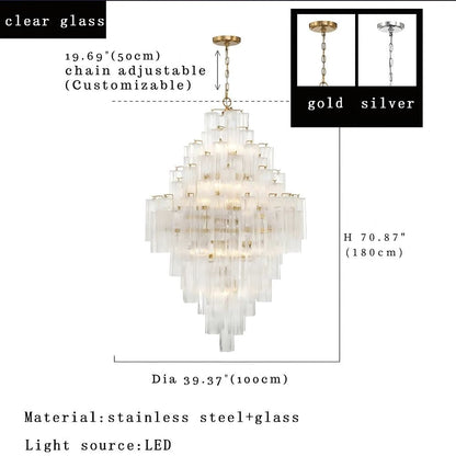Arcdeco Large Glass Chandelier