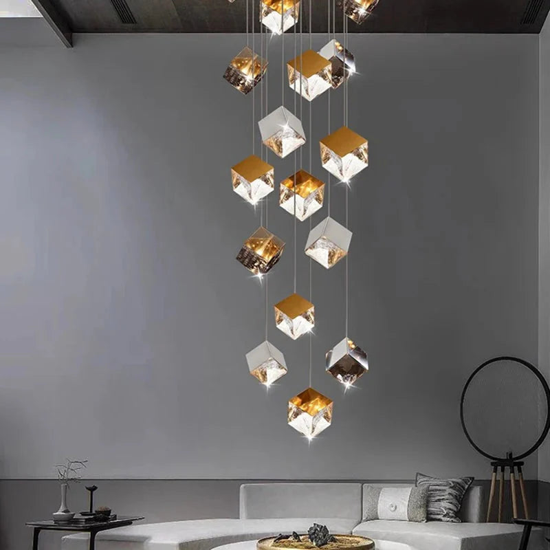 Classic Cube Large Pendant Light For High Ceilings