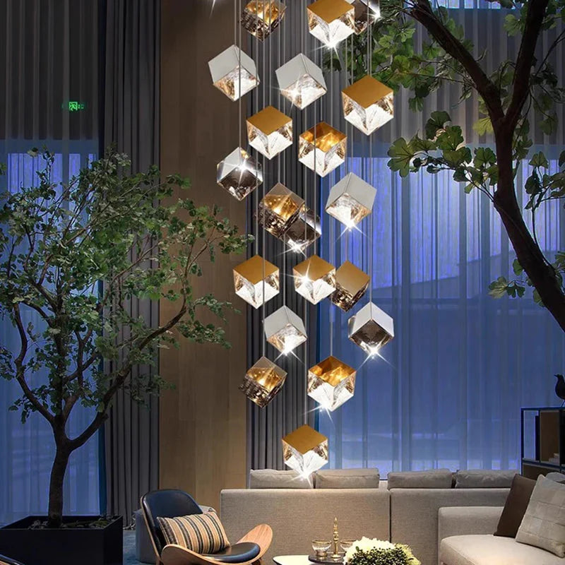 Aren Cube Large Pendant Light For High Ceilings