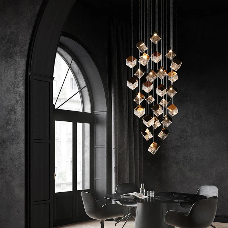 Classic Cube Large Pendant Light For High Ceilings