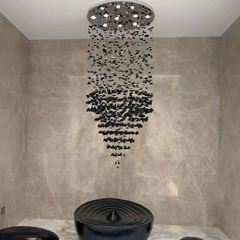 Art Stone Chandelier For Entryway with High Ceiling